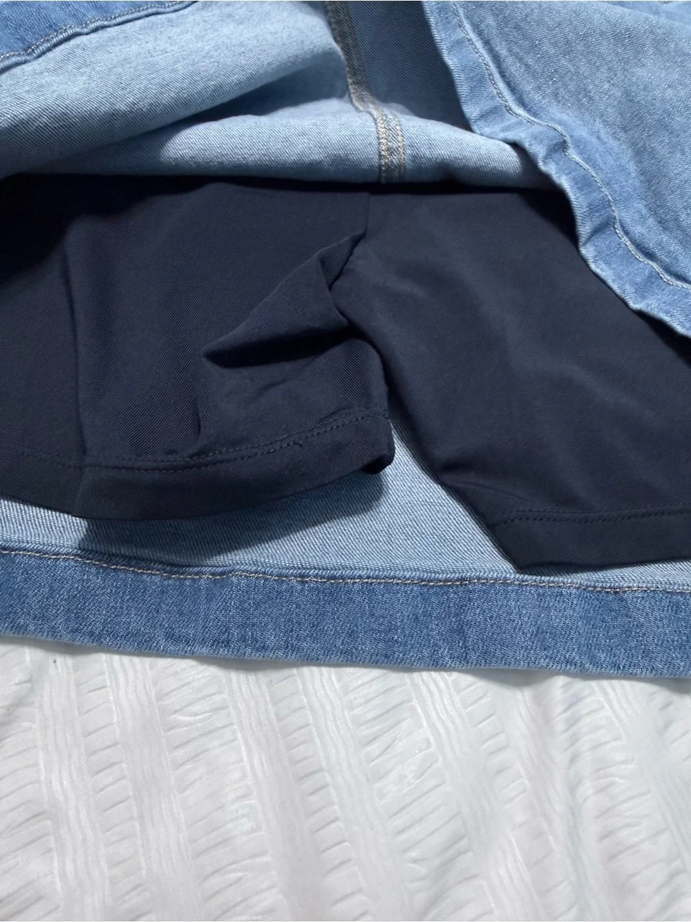 Boston Proper Medium Blue Denim A-Line Skort with Elastic Waist